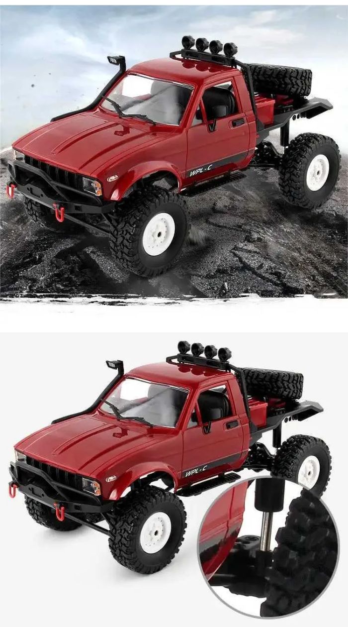 WPL C14 RC Car 6 4WD 2.4G High Speed Climbing Vehicle is a powerful off-road remote control truck designed for rock crawling adventures. This 4WD rock crawler features 2.4GHz remote control technology, bright LED lights, and excellent climbing capabilities. Perfect as a children's toy or advertising promotional item, model Y241026 delivers high-speed performance on various terrains with precise control and durable construction for endless off-road entertainment.