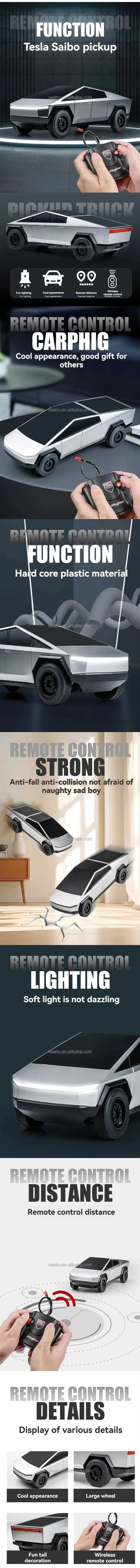 New Tesla Cybertruck Radio Control Model Car - Wireless remote control off-road vehicle with rechargeable battery. Perfect children's toy gift featuring authentic Tesla pickup truck design. Model W240829 offers realistic driving experience and durable construction for indoor and outdoor play.