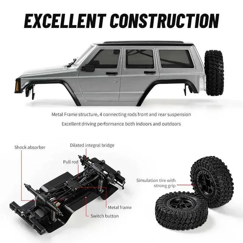 Remote Control LED Light Full Scale Wrangler Climbing Car Jeep Model Car