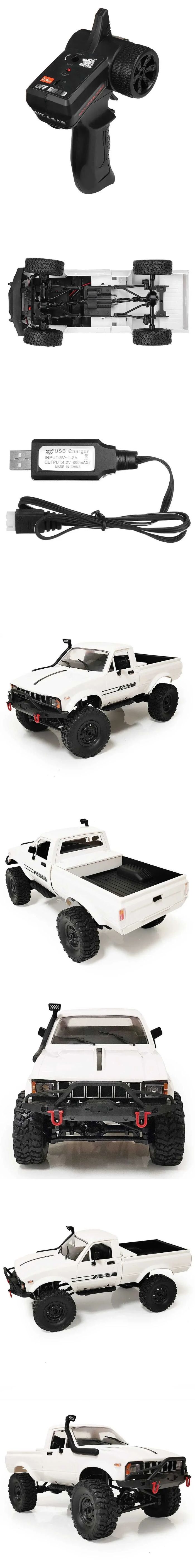 Discover the WPL C24 4WD RTR Off-Road RC Truck - a powerful 2.4G remote control electric vehicle perfect for kids and RC enthusiasts. This ready-to-run RC car features 4-wheel drive for superior off-road performance, drift capabilities, and is an ideal toy for boys. Experience thrilling RC adventures with this durable and easy-to-control remote control truck.