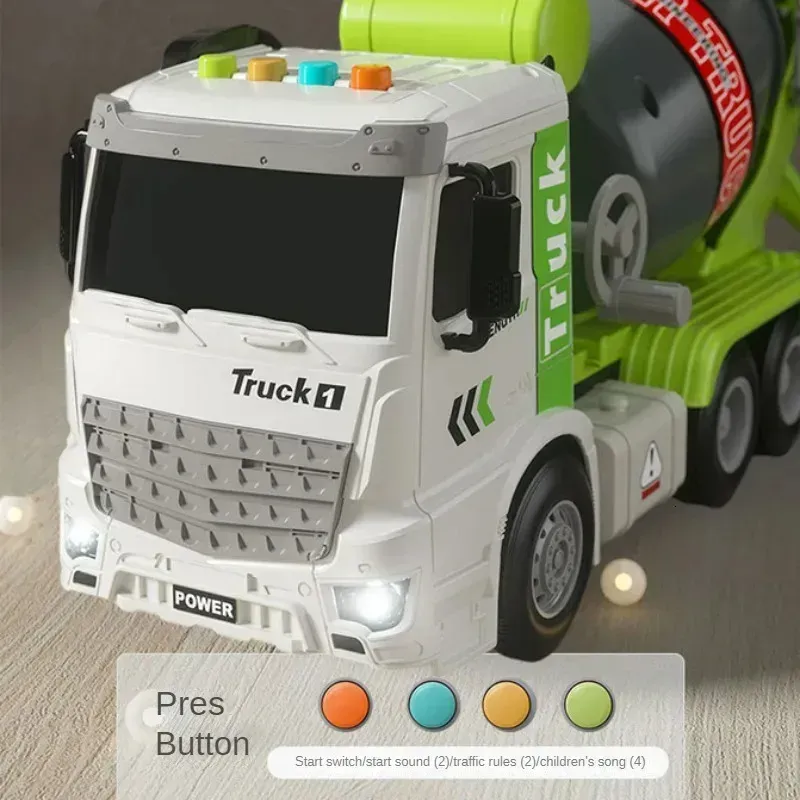 Simulation Inertial Engineering Truck Cement Mixing Discharge Acousto optic Concrete Set Toy Car 
