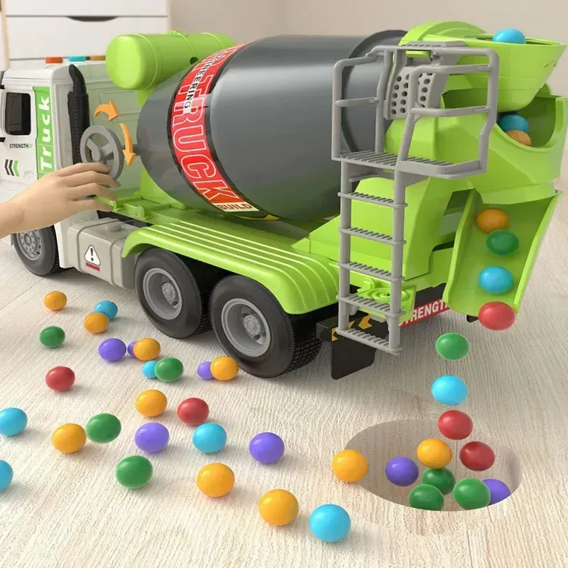 Simulation Inertial Engineering Truck Cement Mixing Discharge Acousto optic Concrete Set Toy Car 
