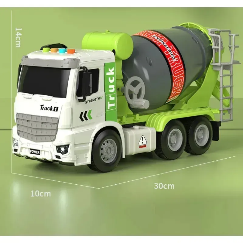 Simulation Inertial Engineering Truck Cement Mixing Discharge Acousto optic Concrete Set Toy Car 