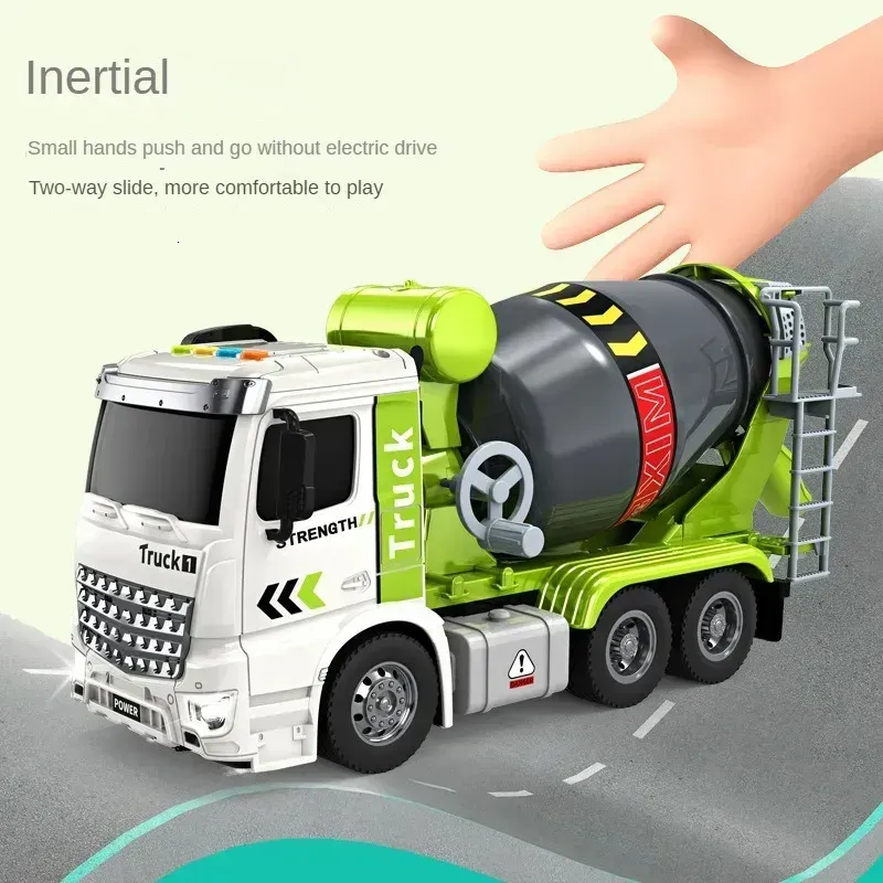 Simulation Inertial Engineering Truck Cement Mixing Discharge Acousto optic Concrete Set Toy Car 