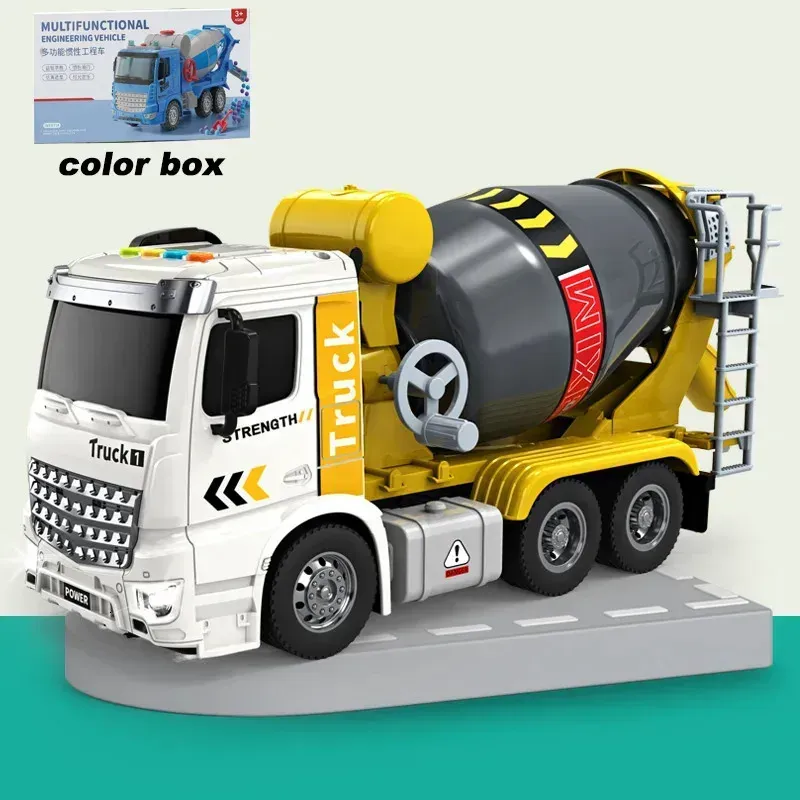 Simulation Inertial Engineering Truck Cement Mixing Discharge Acousto optic Concrete Set Toy Car 