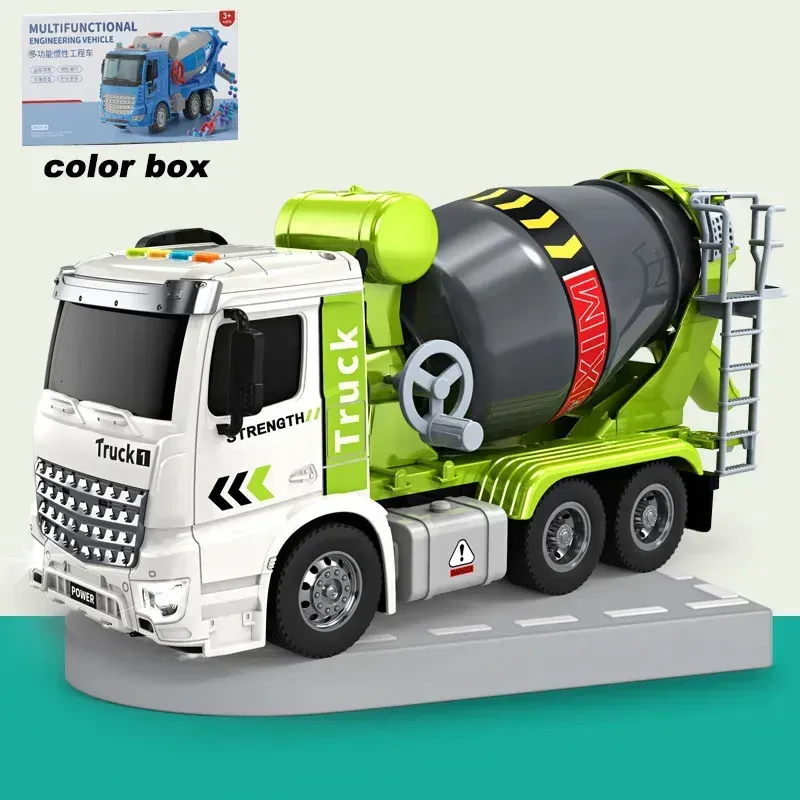 Simulation Inertial Engineering Truck Cement Mixing Discharge Acousto optic Concrete Set Toy Car 
